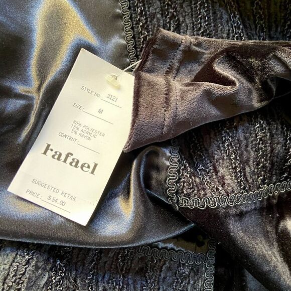 Vintage 80’s Patchwork Black Velvet Rafael Top M - Picture 7 of 7